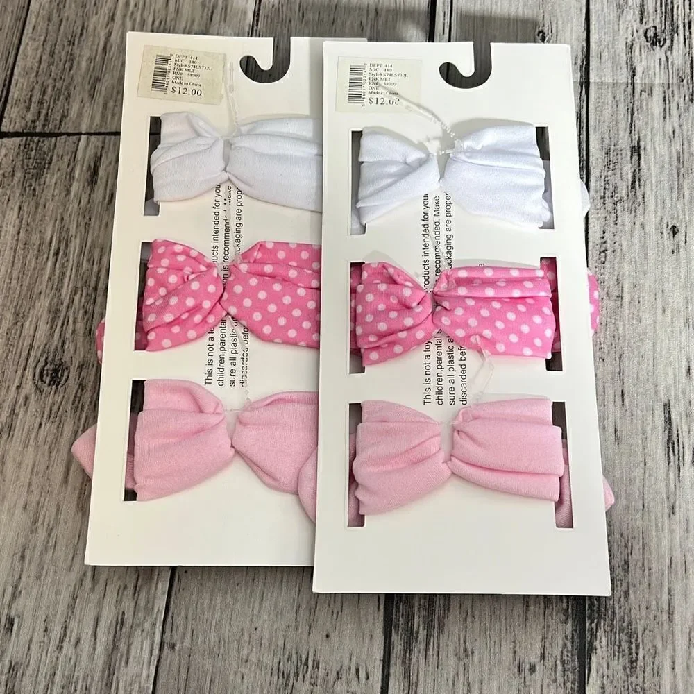 Starting Out Baby Girls 3-Pack Pink White Headwraps Hair Accessories Lot of 2
